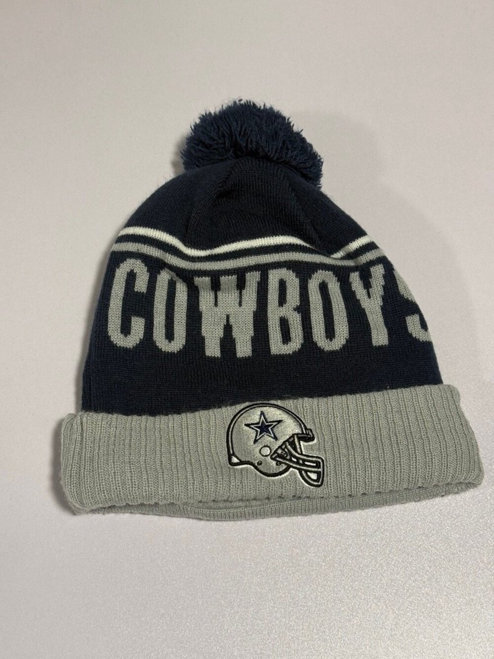 Dallas Cowboys New Era Pom Beanie Navy Gray NFL